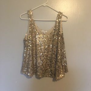 🥳dELiA's Gold and Beige Sequin Tank Top